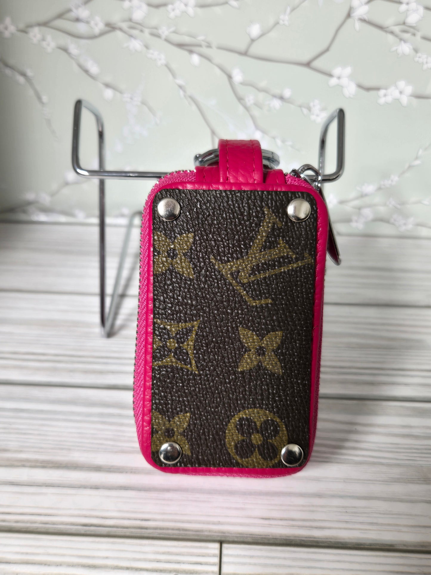Double keyfob holder upcycled handmade