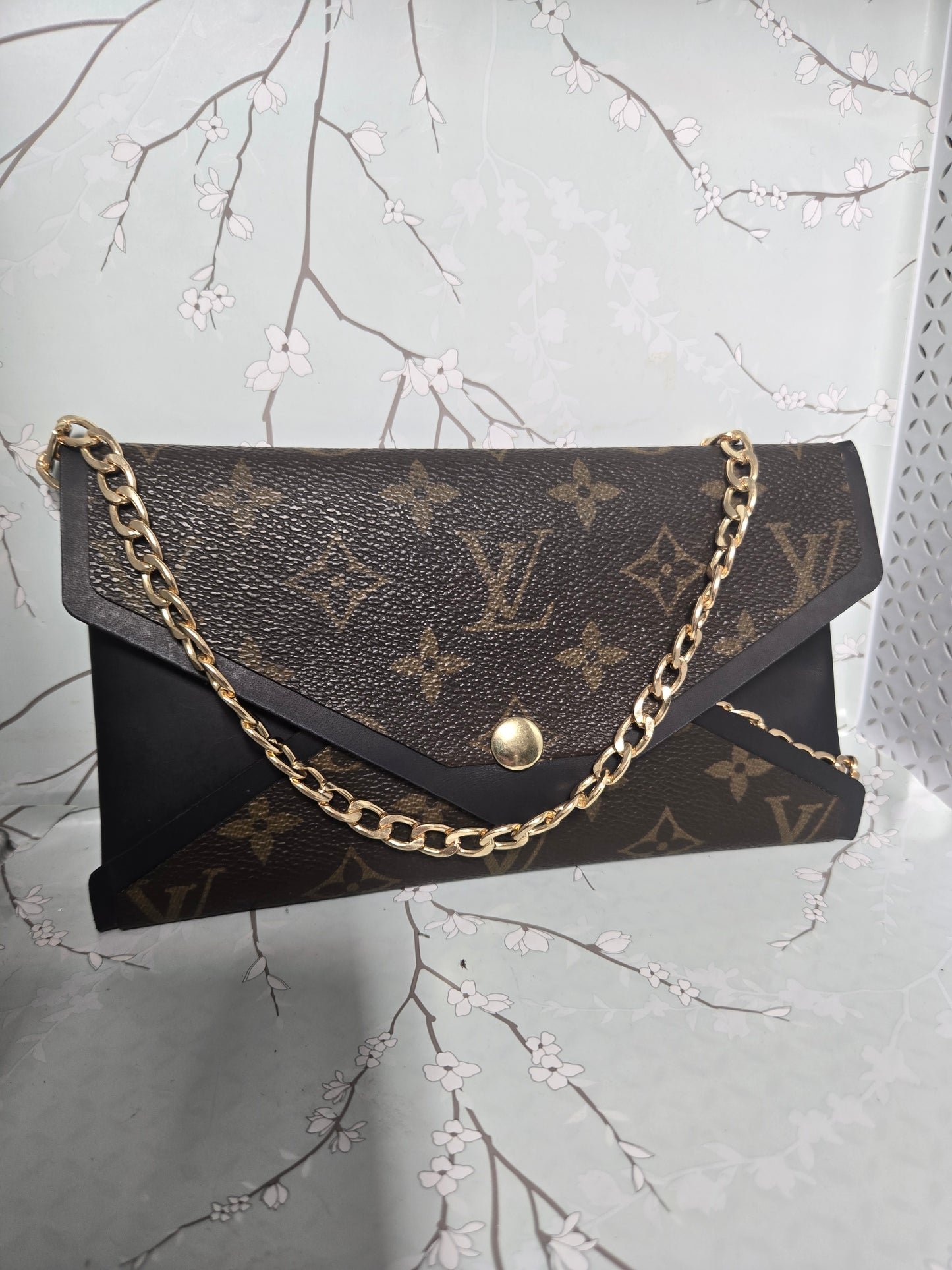 Upcycled full wrap crossbody with chain