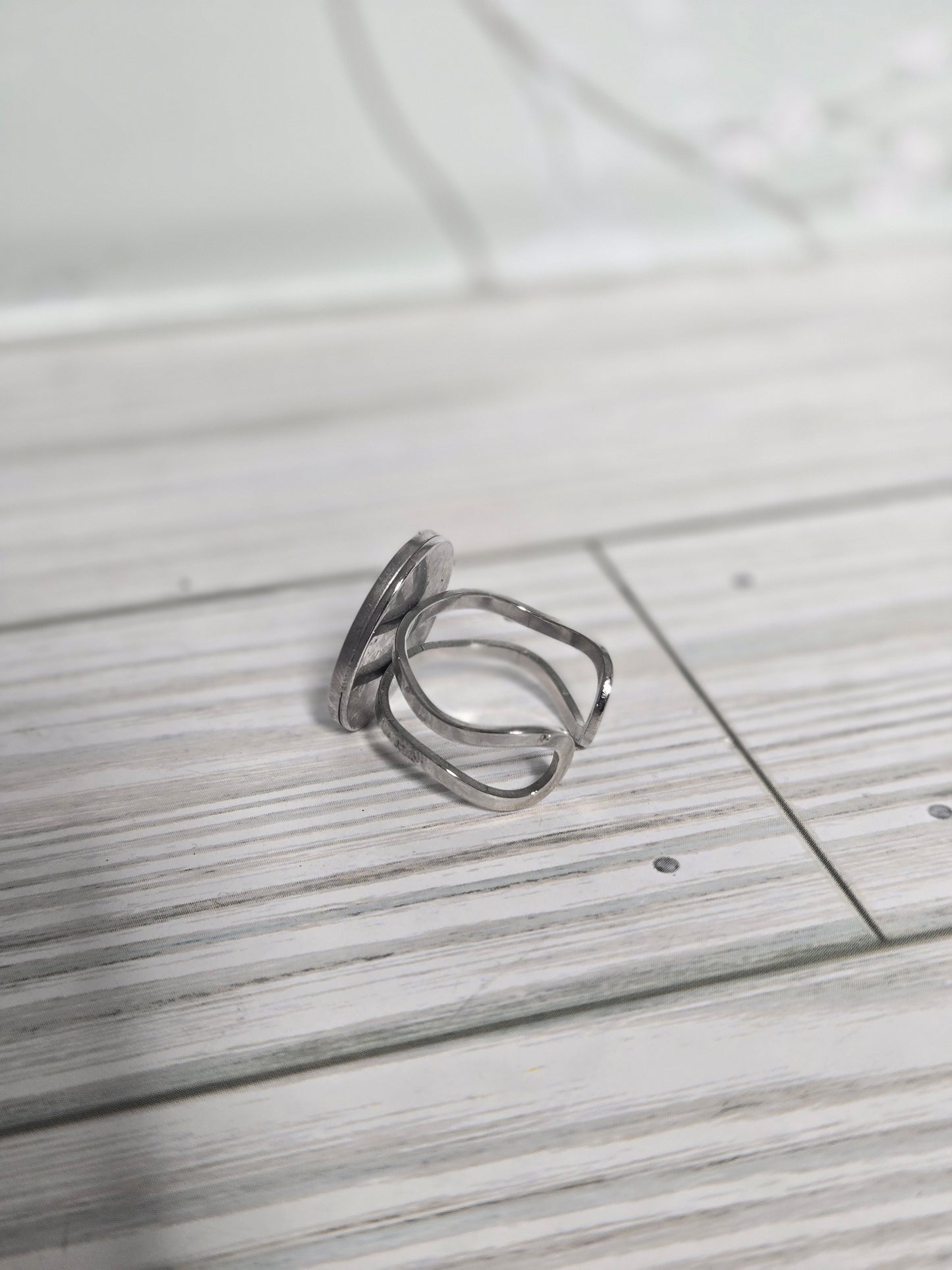 Upcycled stainless steel ring adjustable