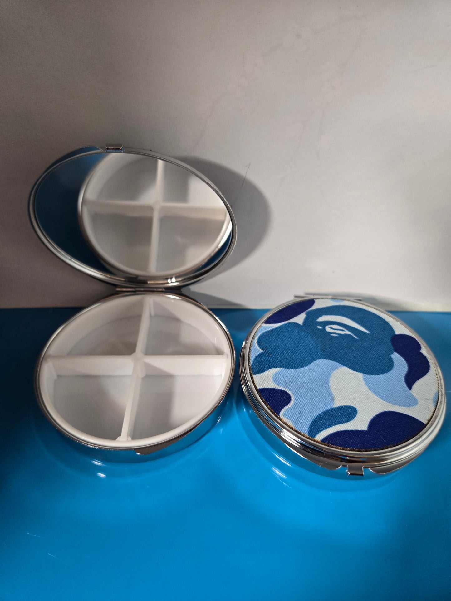 Large upcycled multi use pill case.