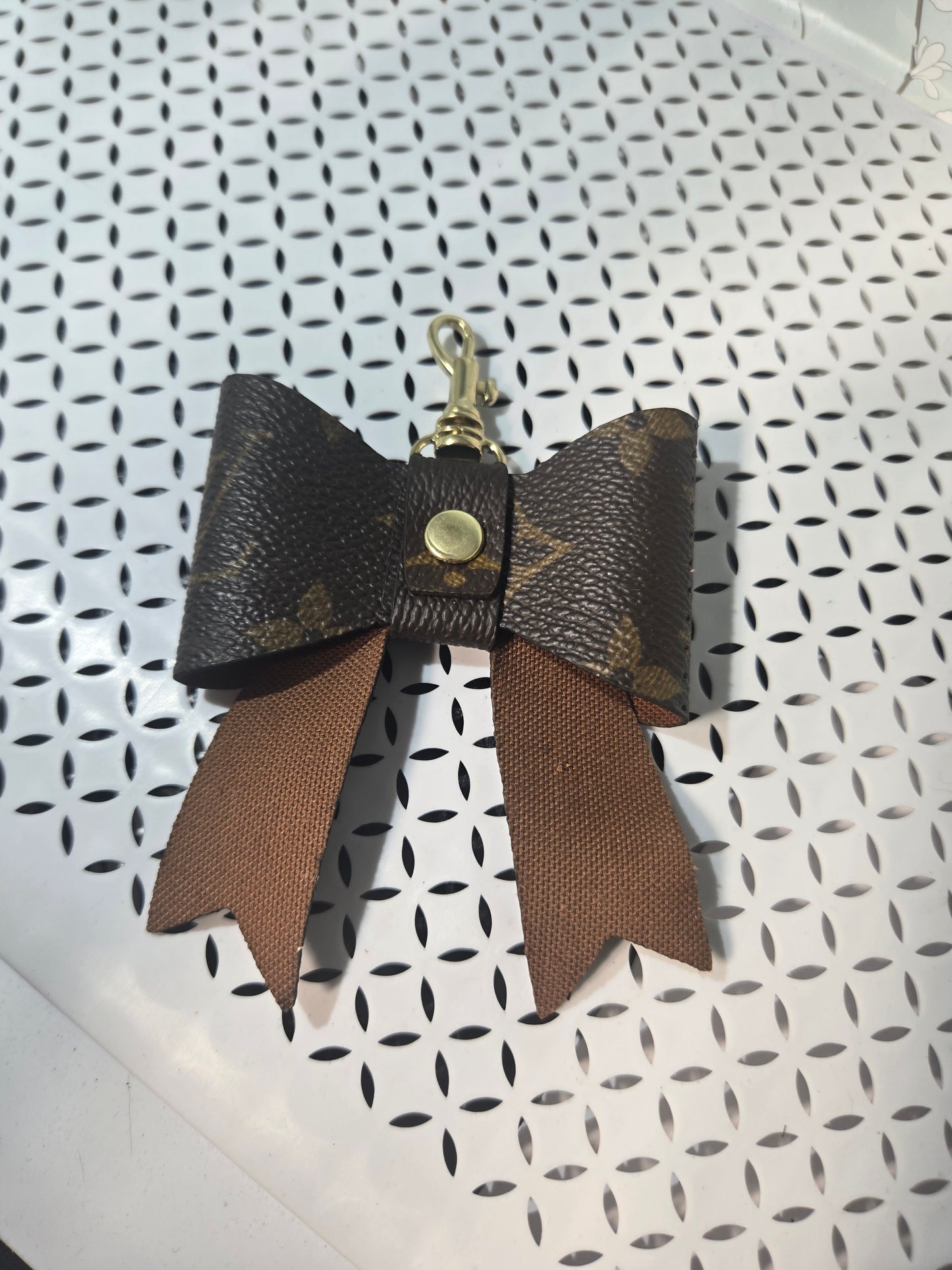 Upcycled bow bag charm