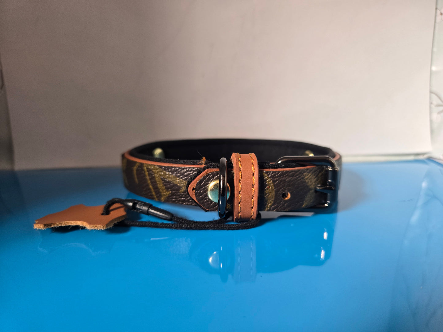 Upcycled dog collar brown size small