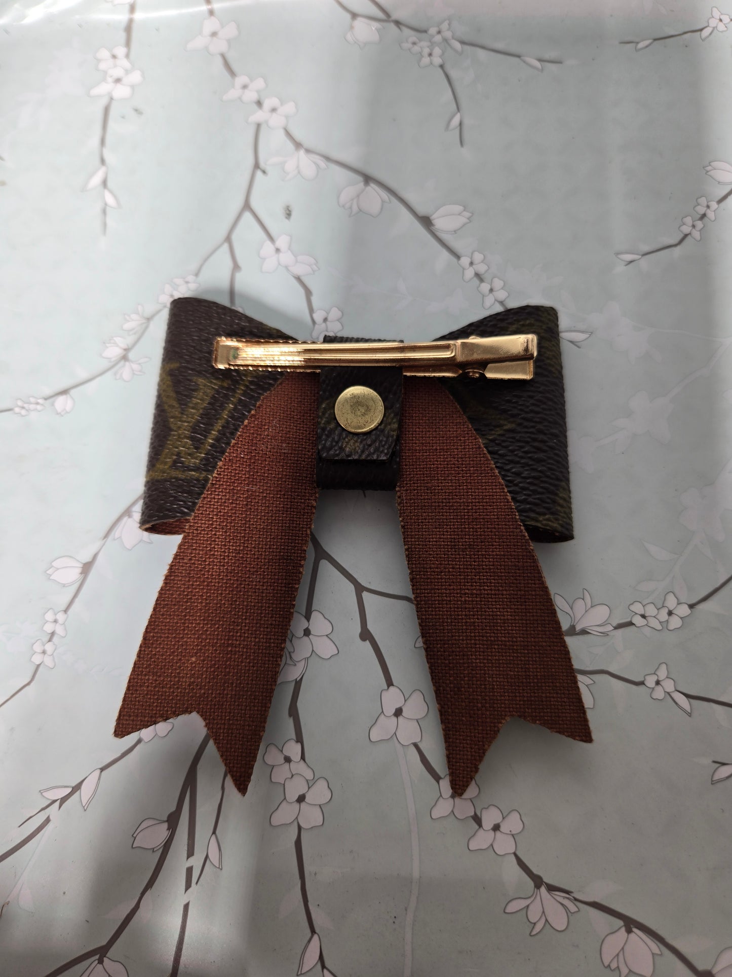 Upcycled clip in hair bow