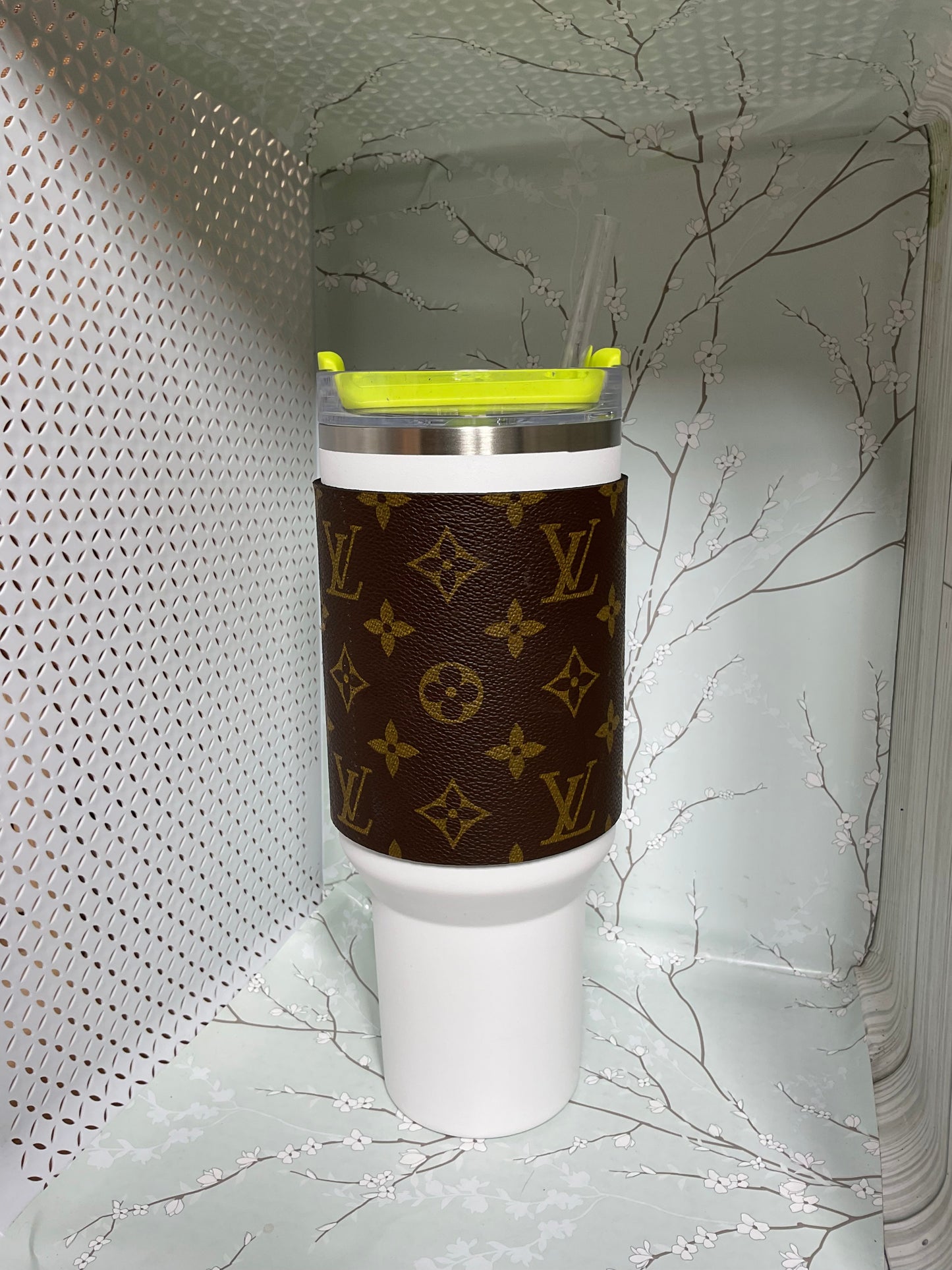 Authentic Stanley 40oz with upcycled handmade wrap combo.