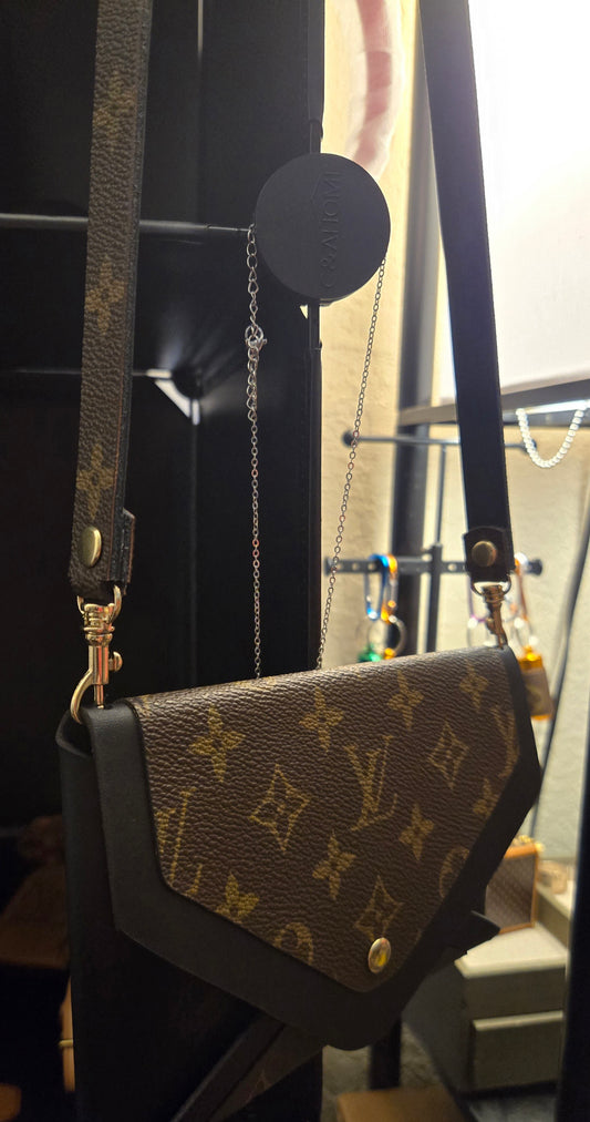 Handmade Upcycled crossbody with upcycled strap