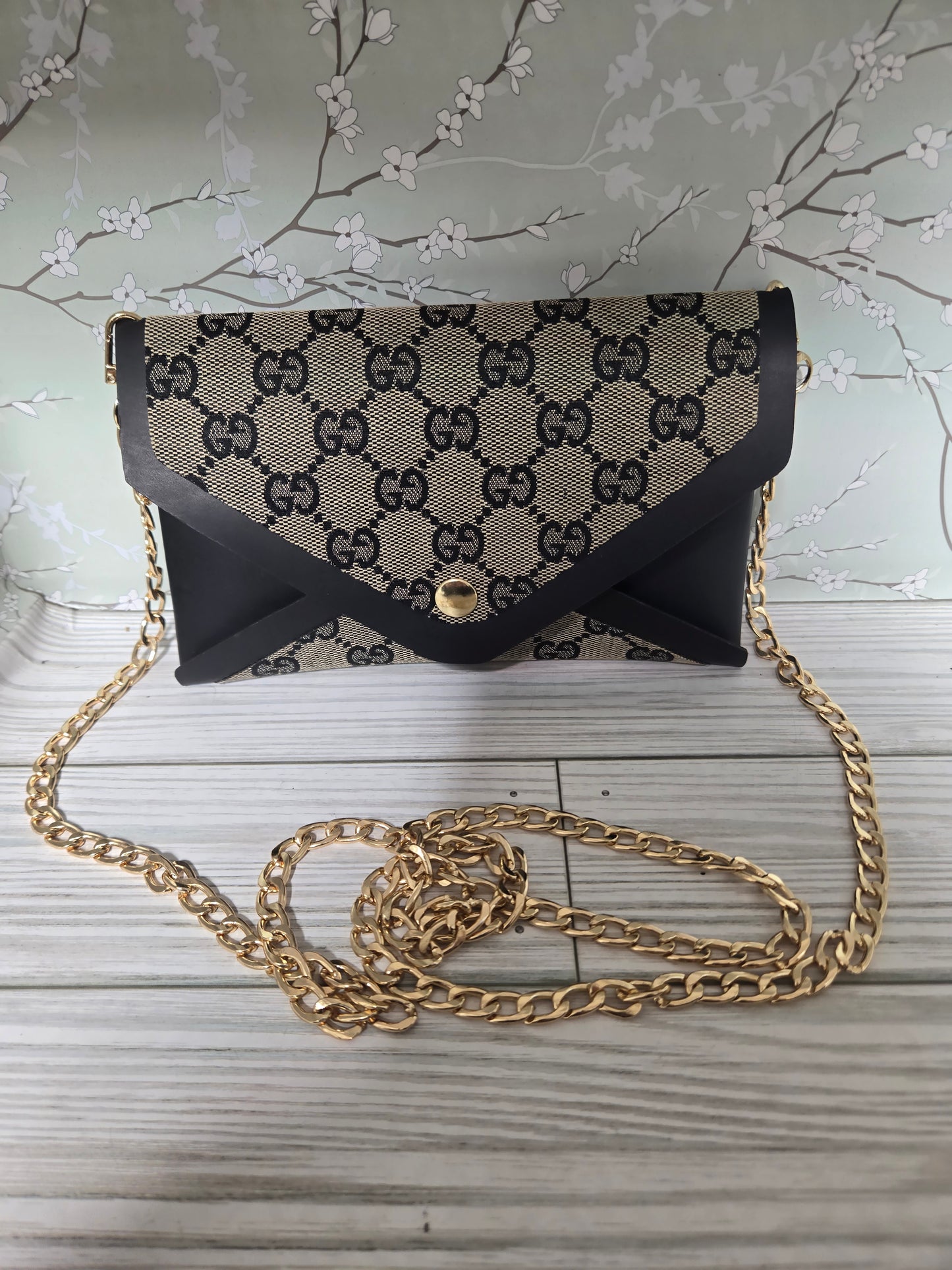 Handmade upcycled  leather crossbody with chain