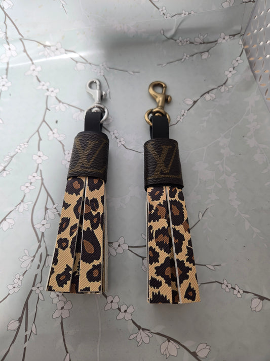 Upcycled faux leather tassle (1pc)  Silver or Gold hardware.