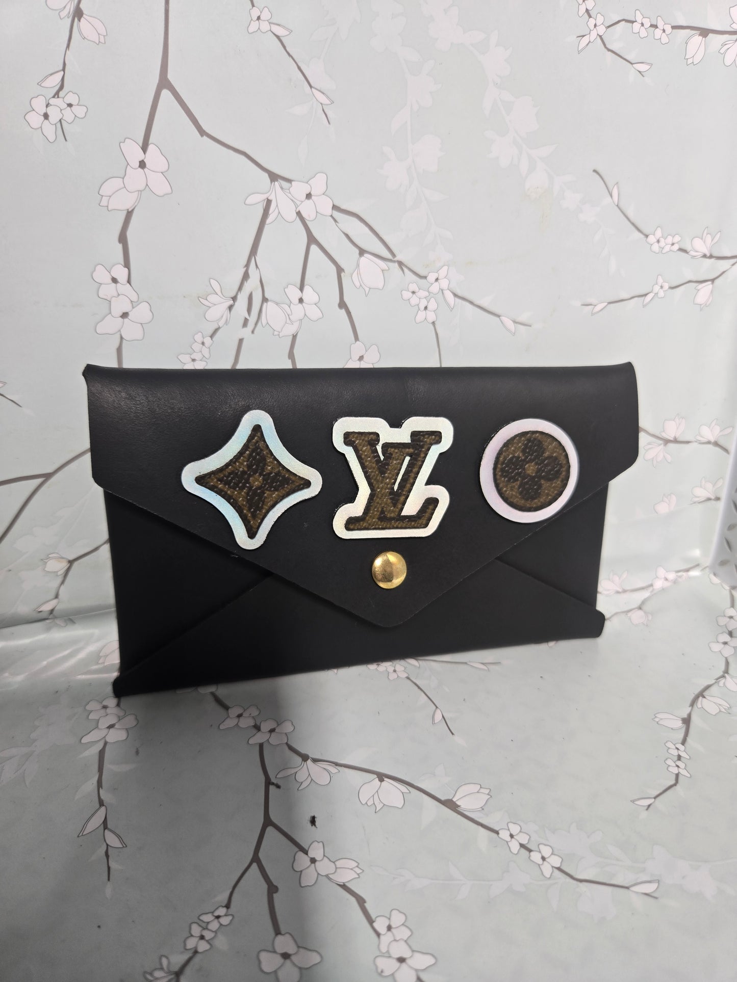 Upcycled holographic card holder medium size