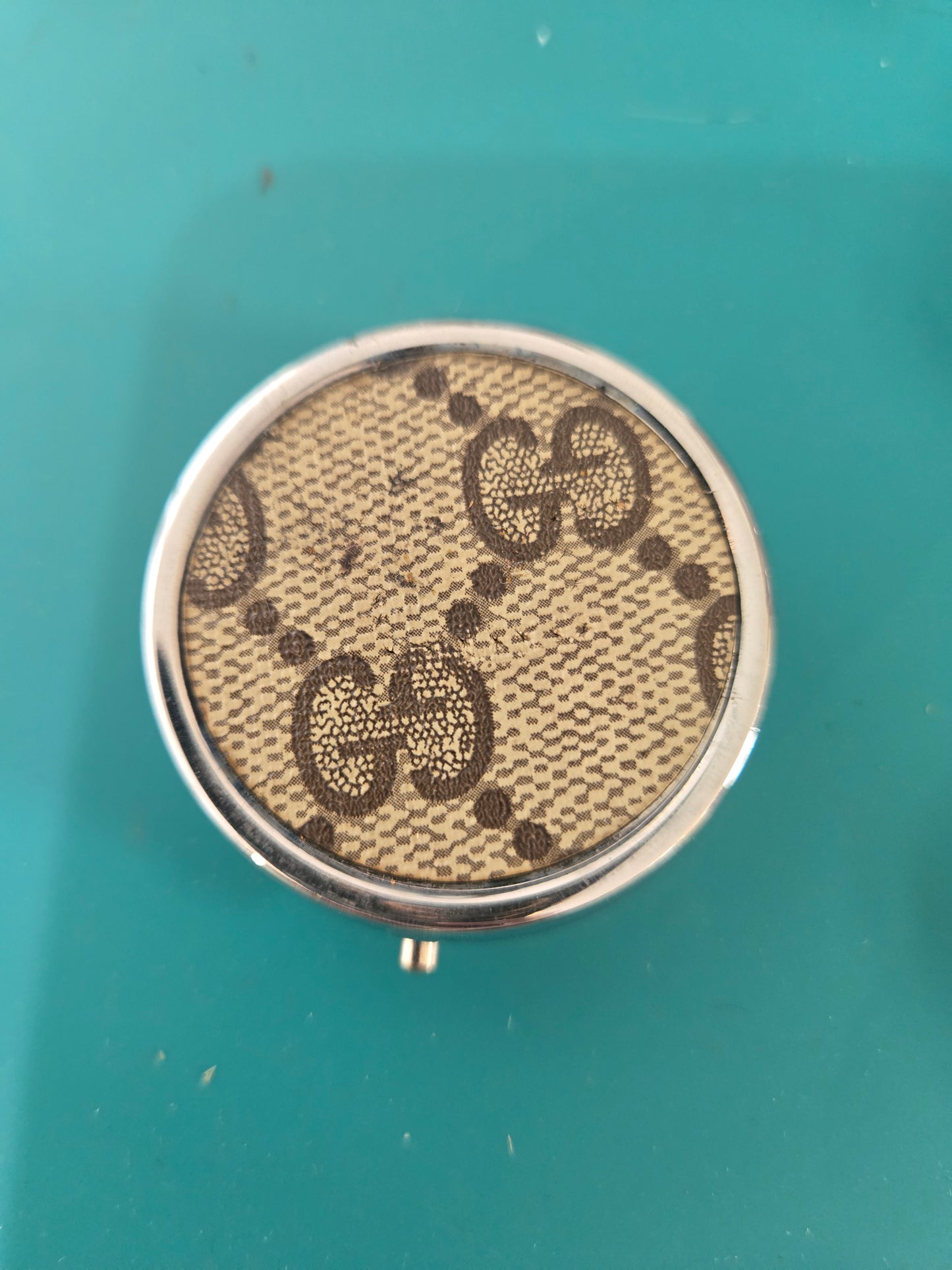 Upcycled small circle pill case 3 compartment inside