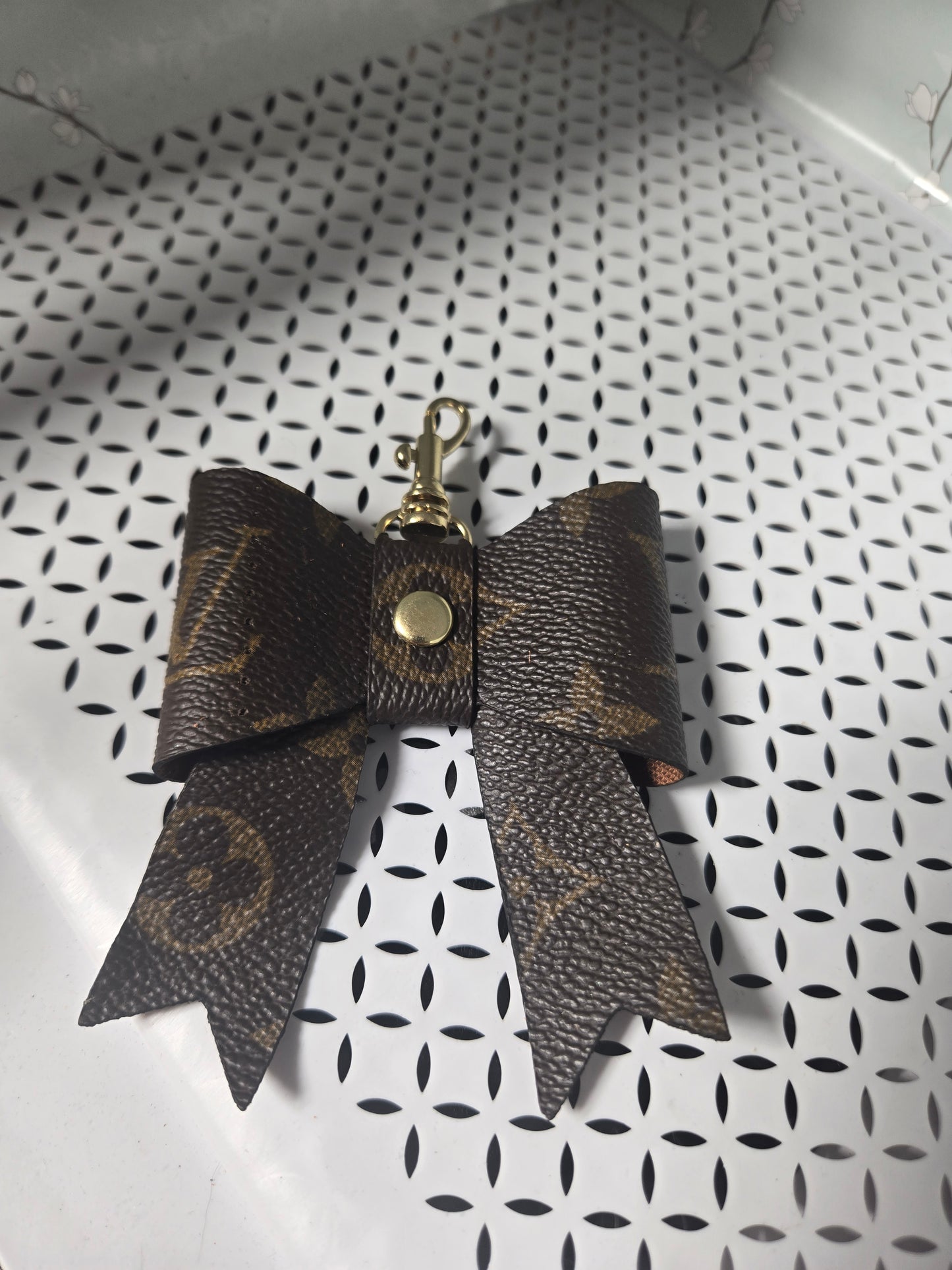 Upcycled bow bag charm