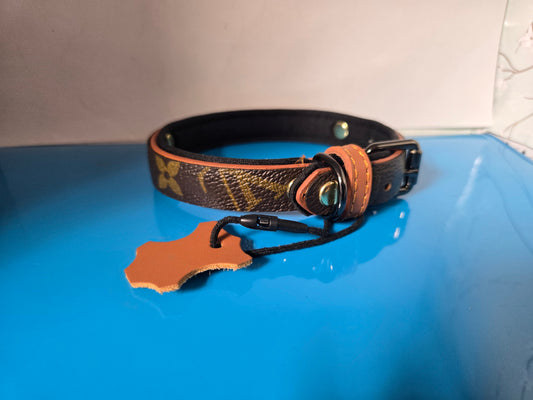 Upcycled dog collar brown size small