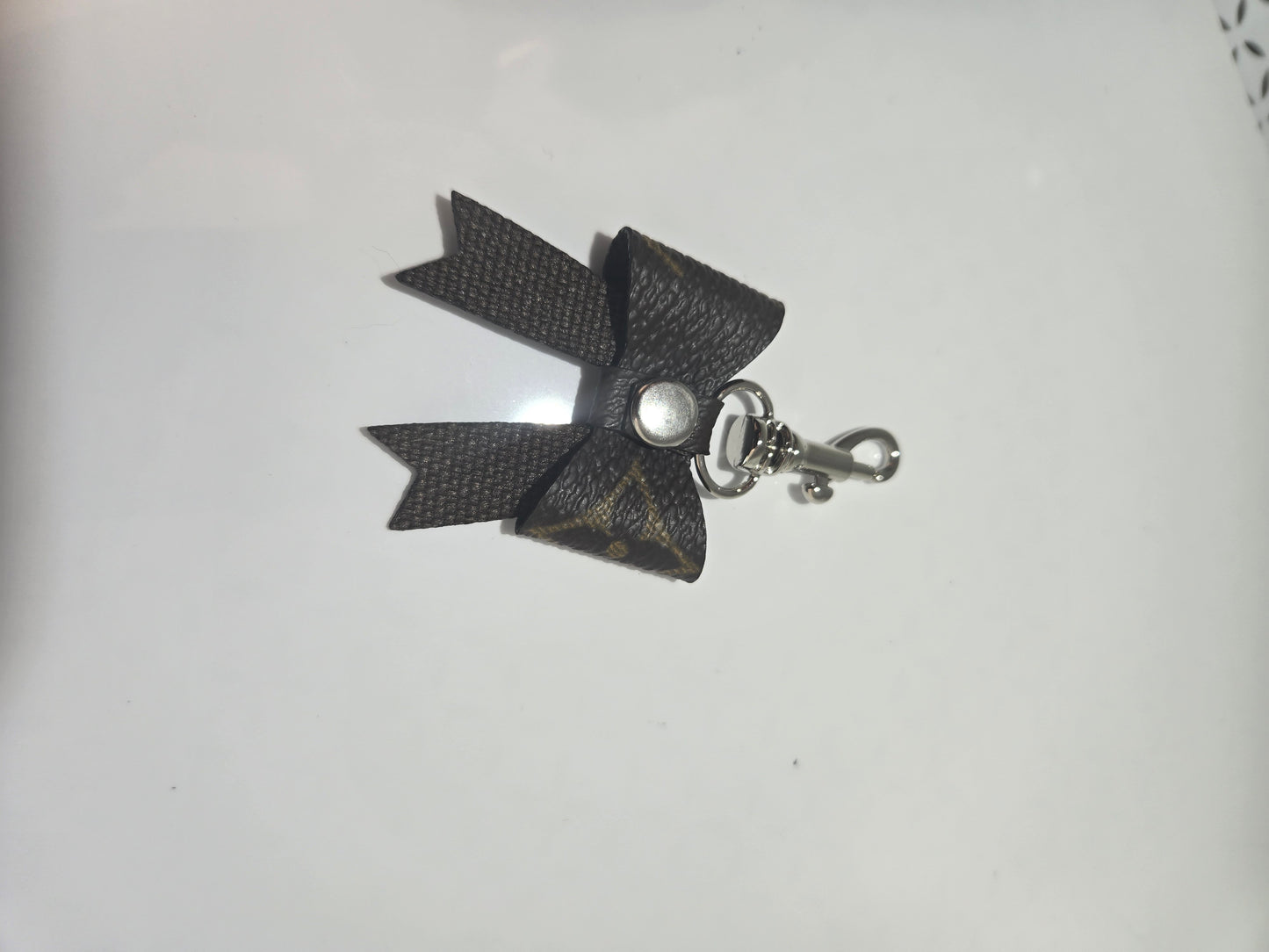 Upcycled mini bow bag charm