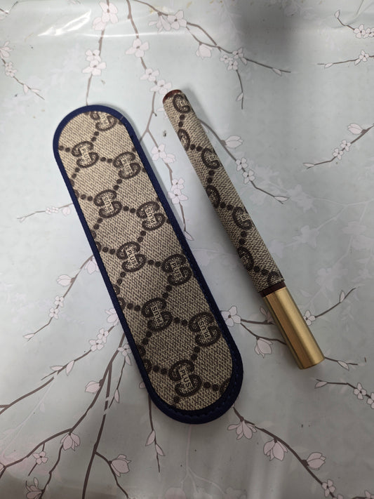 Upcycled Pen holder and upcycled Pen combo. (Navy color holder)