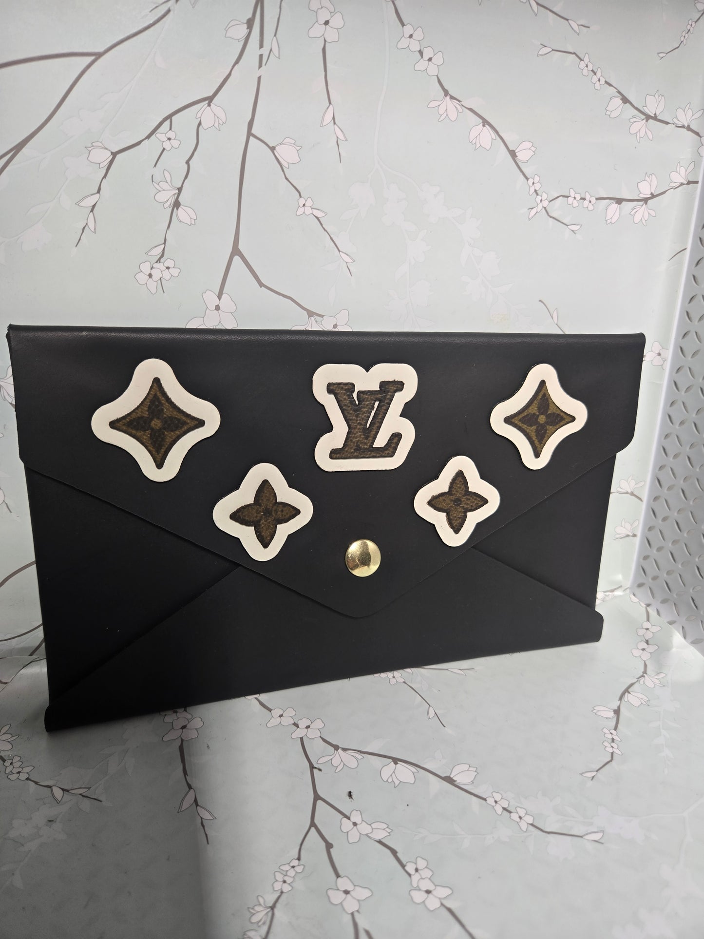 Glow in the dark leather card holder upcycled