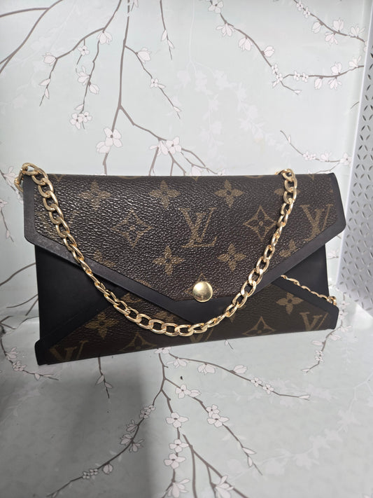 Upcycled full wrap crossbody with chain
