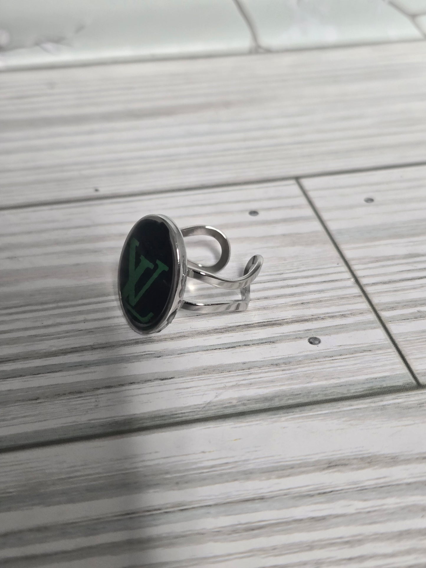 Upcycled stainless steel ring adjustable