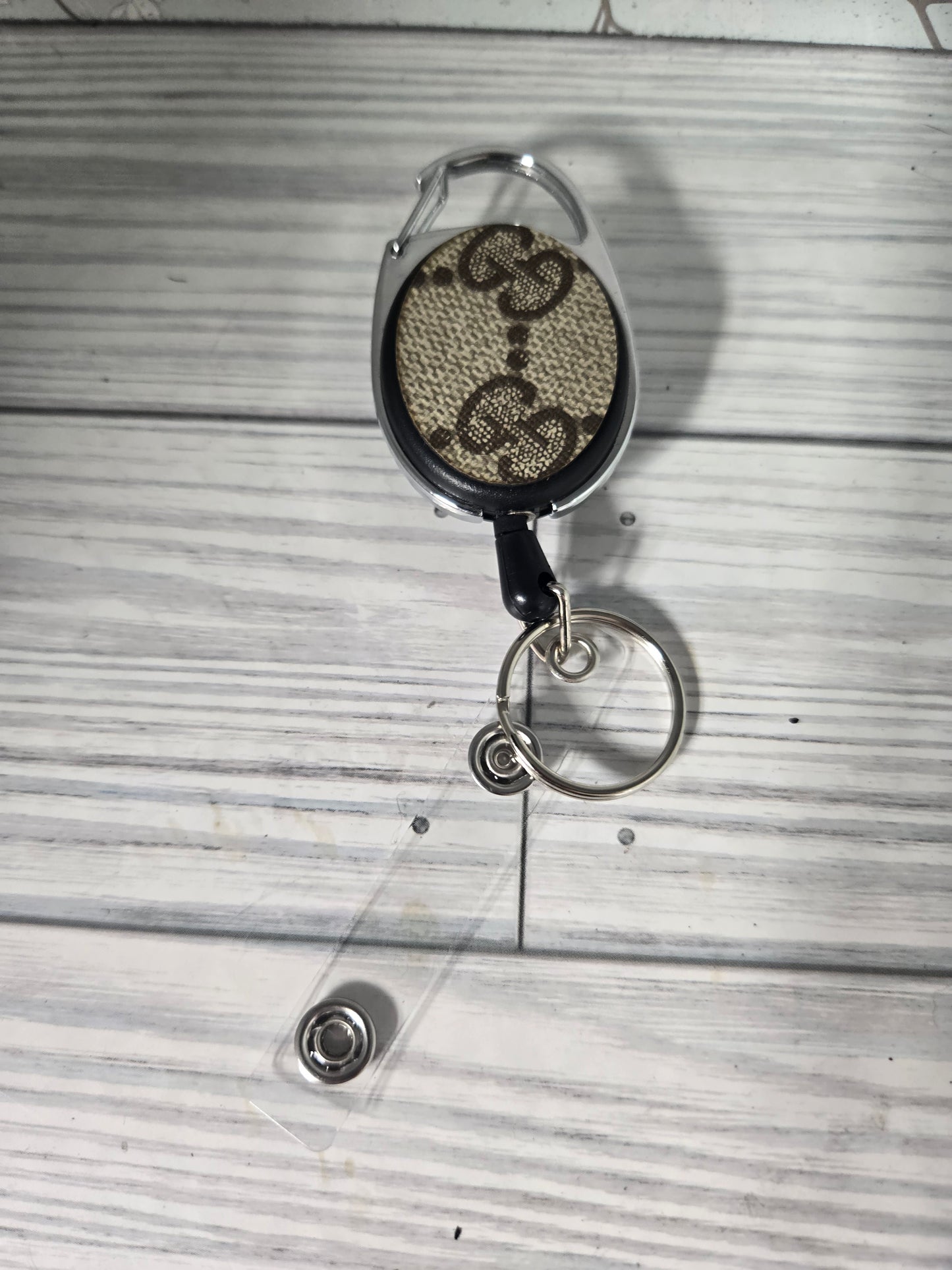 Upcycled double clip badge holder (clip on top & on the back)