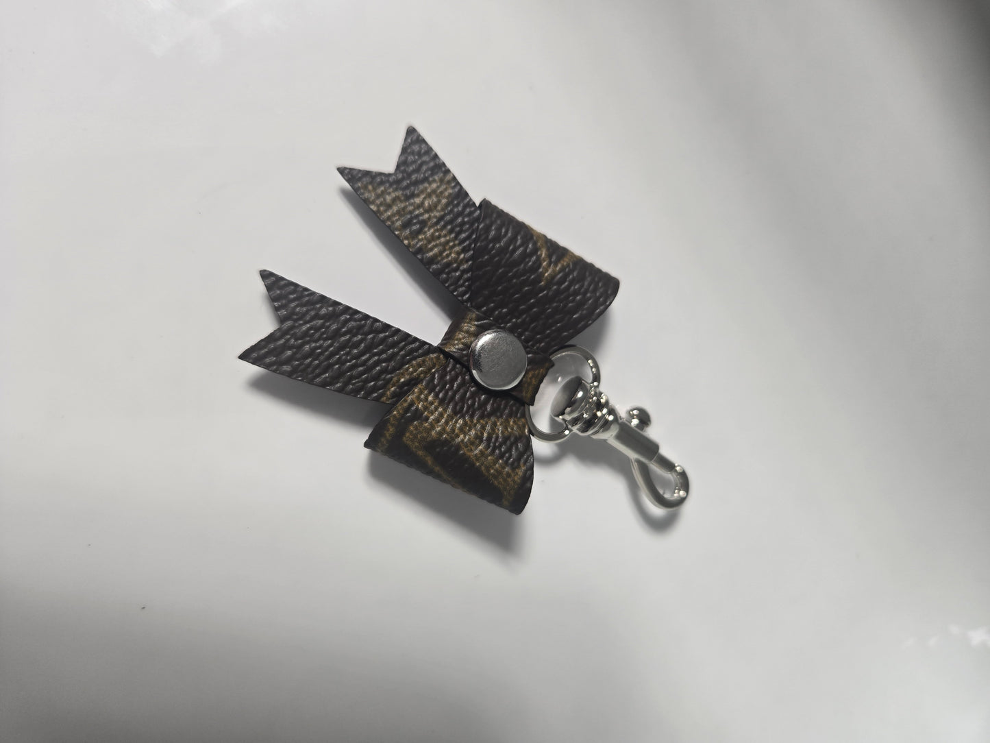 Upcycled mini bow bag charm