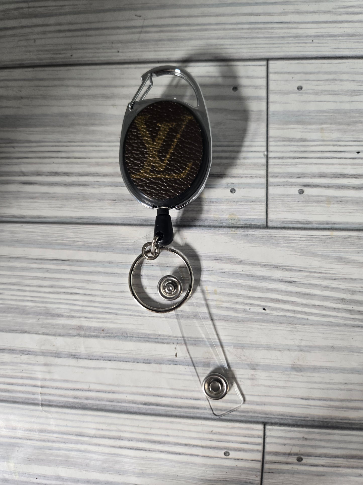 Upcycled double clip badge holder (clip on top & on the back)