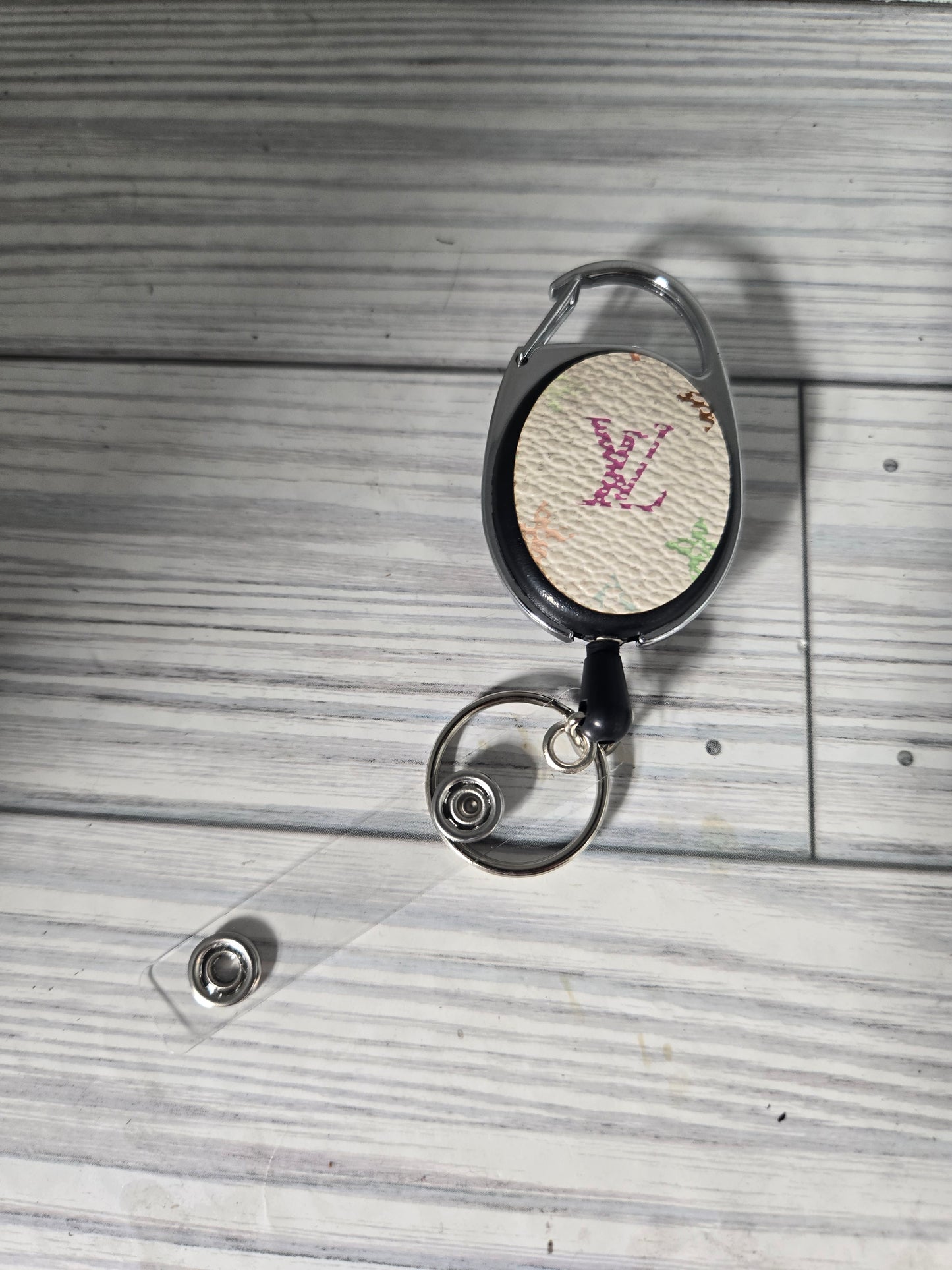 Upcycled double clip badge holder (clip on top & on the back)