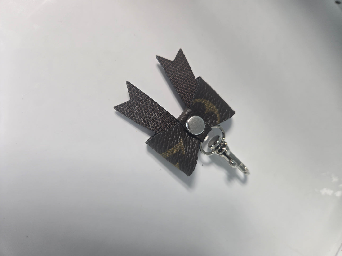 Upcycled mini bow bag charm