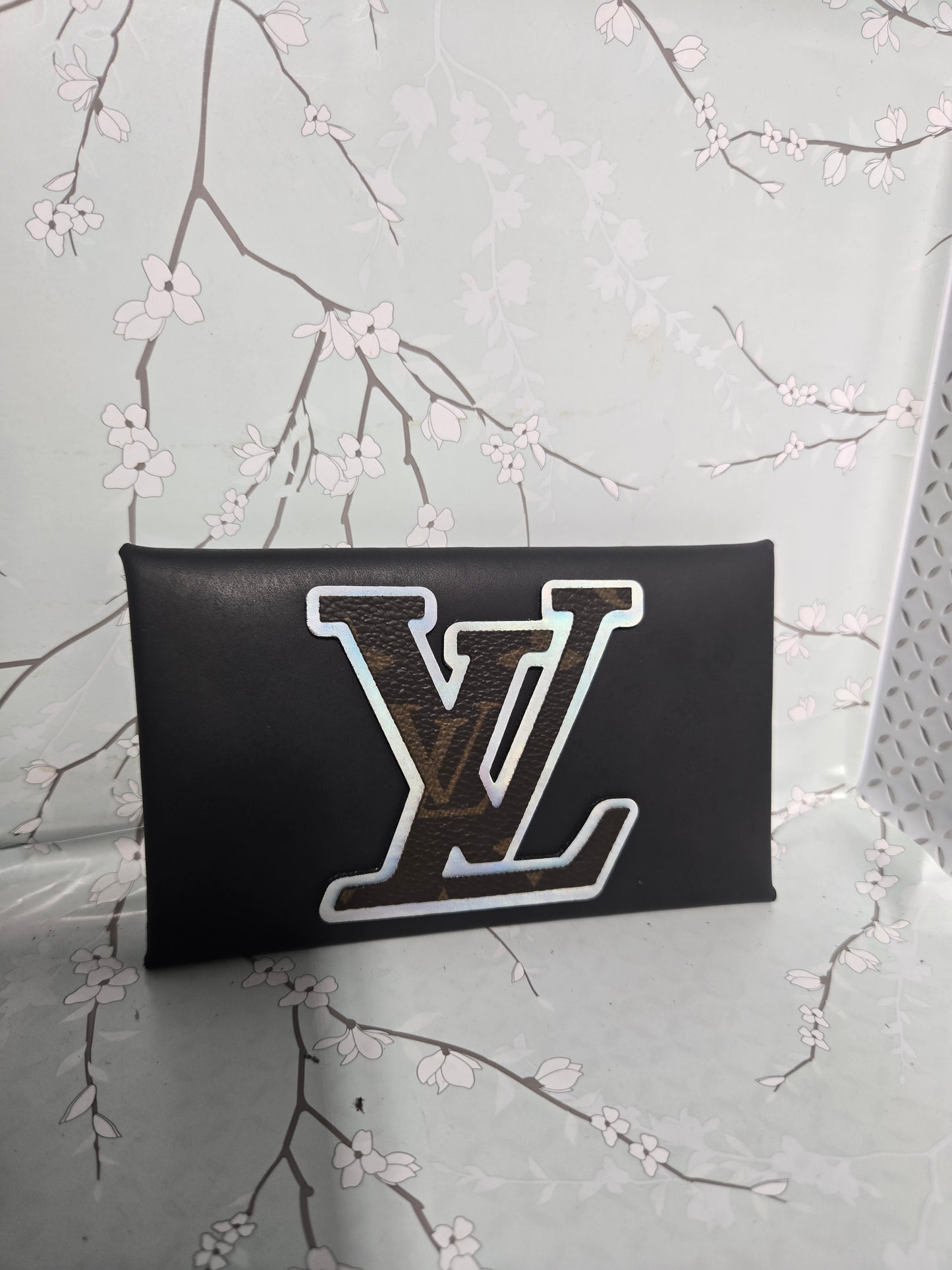 Upcycled holographic card holder medium size