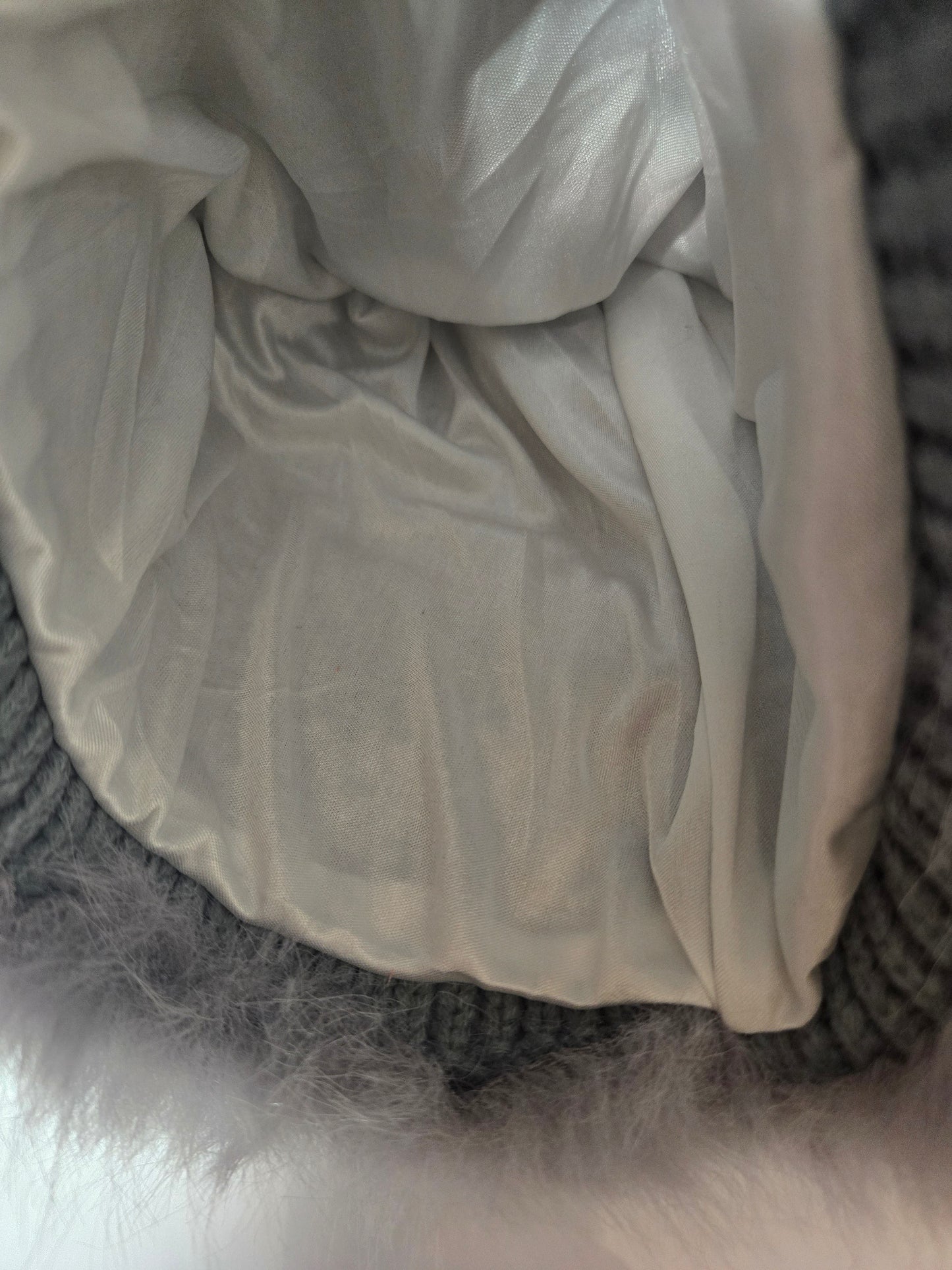 Upcycled knitted beanie with faux fur
