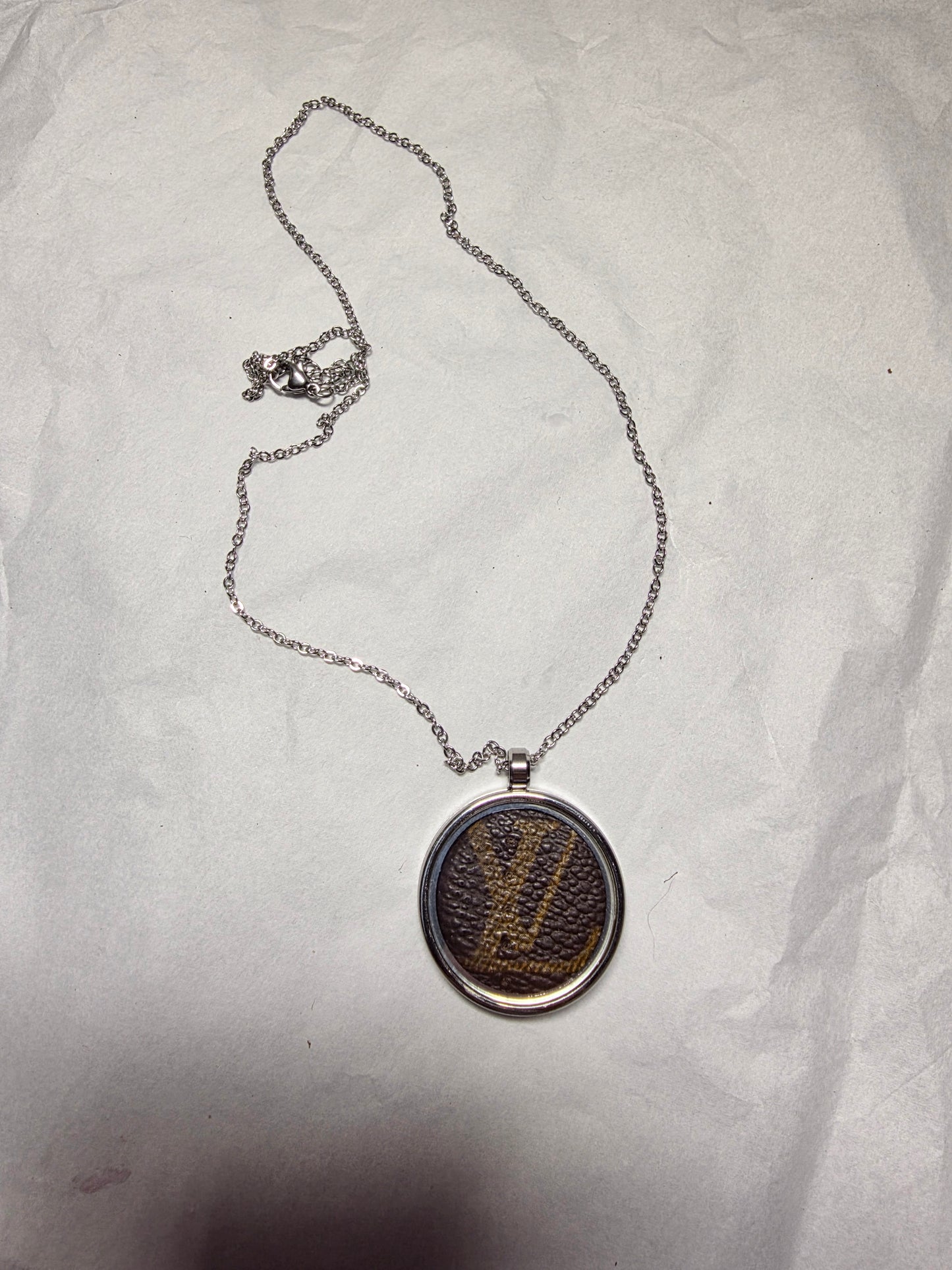 Upcycled stainless steel pendant and chain