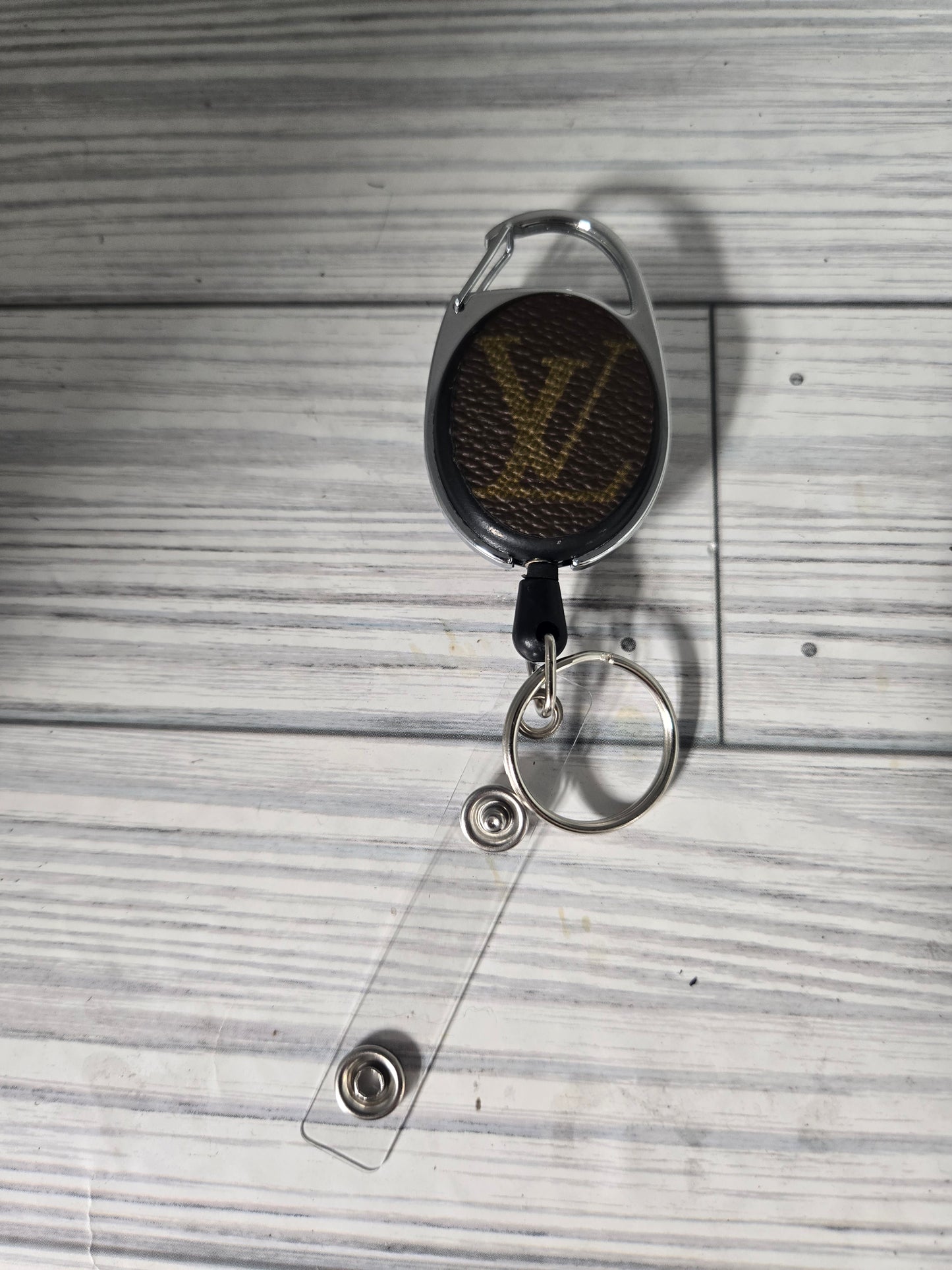 Upcycled double clip badge holder (clip on top & on the back)