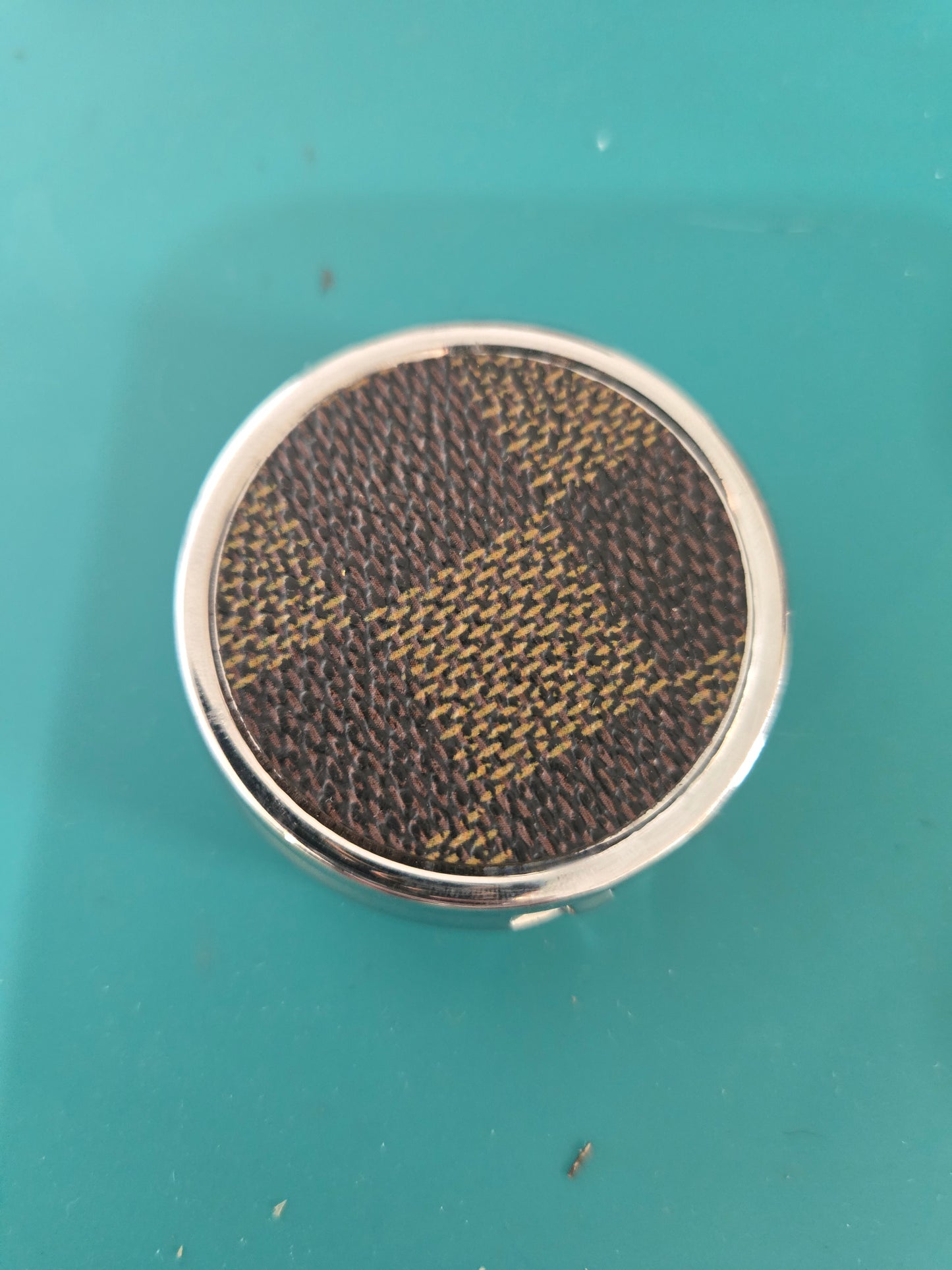 Upcycled small circle pill case 3 compartment inside