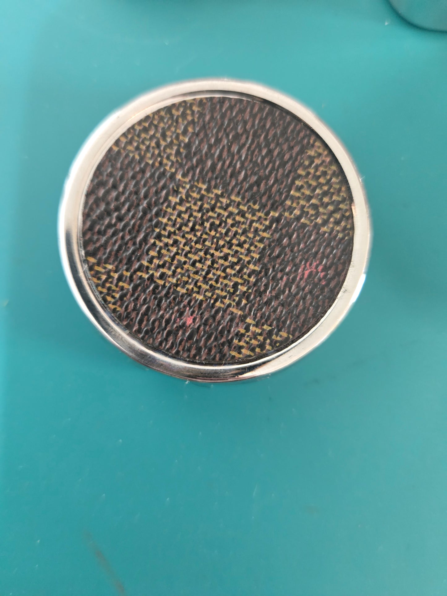 Upcycled small circle pill case 3 compartment inside