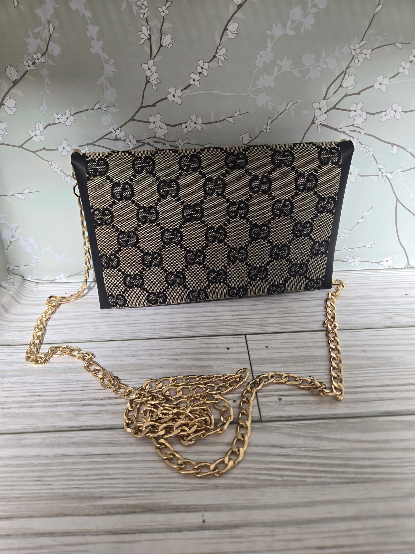 Handmade upcycled  leather crossbody with chain
